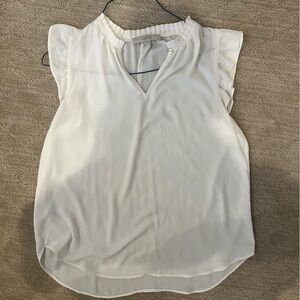 LOFT White Ruched Blouse